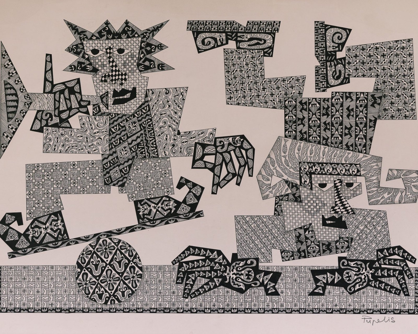 Tušas, popierius, 64 x 75 cm. 1997 m. Obeliuose